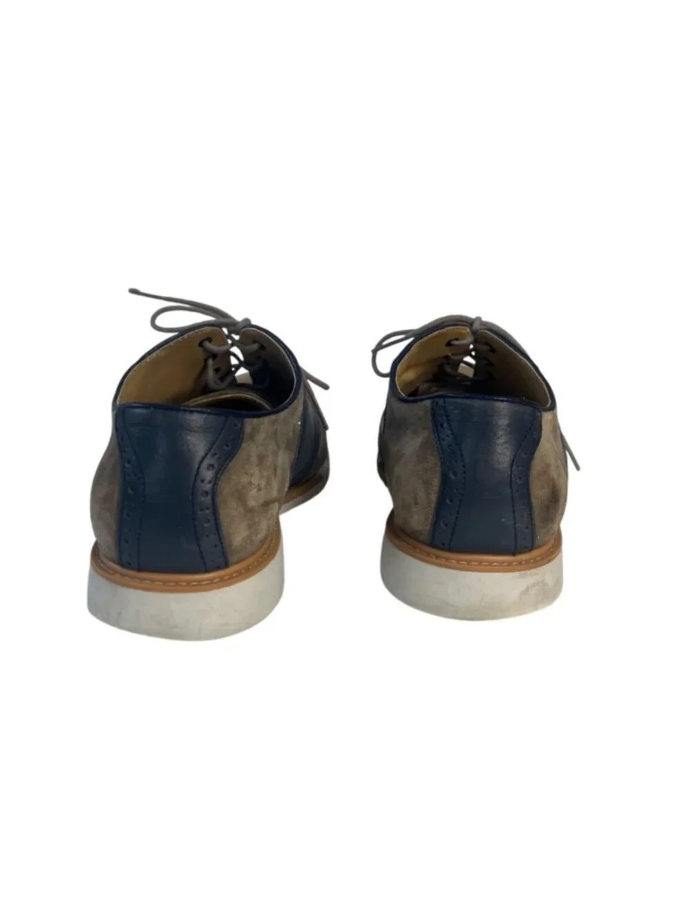Cole Haan Grand.OS Two Tone Suede Leather Oxfords Shoes 11.5M Mens Brown Blue